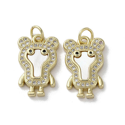 Brass Micro Pave Cubic Zirconia Pendants KK-G485-31B-G-1