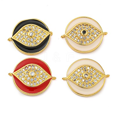 Rack Plating Brass Micro Pave Clear Cubic Zirconia Eye Connector Charms KK-Z063-20G-1