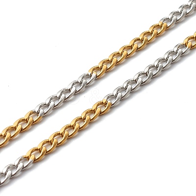 Two Tone 304 Stainless Steel Curb Chain Necklaces NJEW-JN03541-1