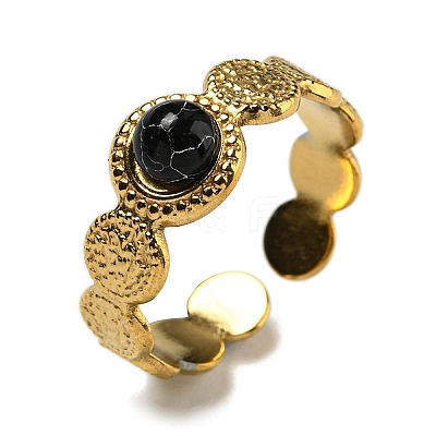 Ion Plating(IP) 304 Stainless Steel with Synthetic Gemstone Ring STAS-Z060-15G-1