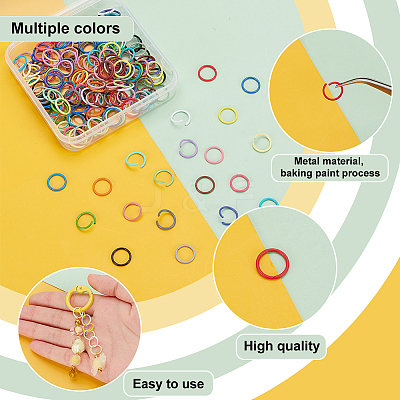 200Pcs 20 Colors Baking Paint Iron Open Jump Rings IFIN-PH0002-10-1