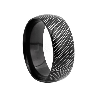 Stripe Pattern 201 Stainless Steel Finger Rings FS-WG7658E-15-1