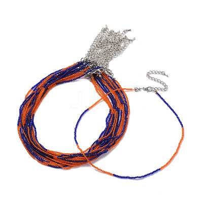 Faceted Rondelle Glass Beaded Necklace for Women NJEW-M208-02C-1