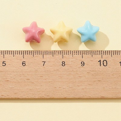 50Pcs 6 Colors Opaque Acrylic Beads MACR-FS0001-58-1