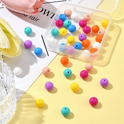 40Pcs 8 Colors Food Grade Eco-Friendly Silicone Focal Beads SIL-FS0001-20-1
