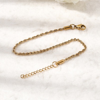 304 Stainless Steel Rope Chain Bracelets for Women BJEW-P395-01G-1