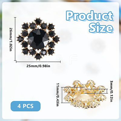 Flower Alloy & Glass Shank Buttons BUTT-WH0061-13-1