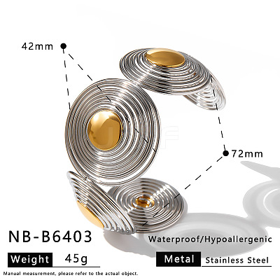 Two Tone 304 Stainless Steel Hollow Spiral Cuff Bangles for Women WGC4AFC-03-1