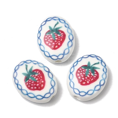 Hand Painted Oval Porcelain Beads PR-CBA03B0-01D-1