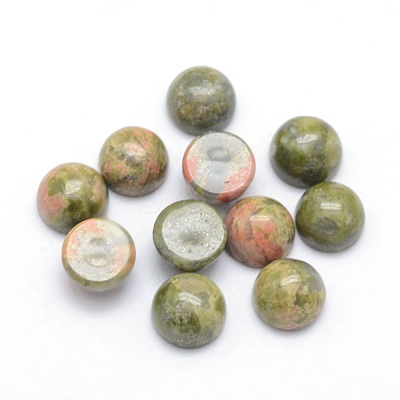 Natural Unakite Cabochons X-G-P393-R31-6mm-1