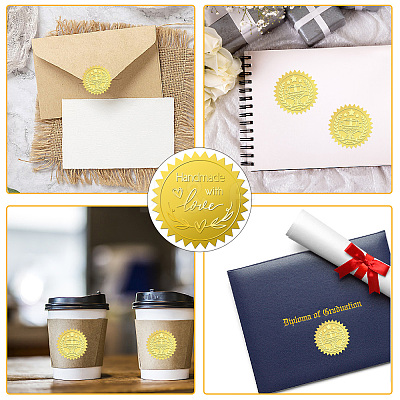34 Sheets Self Adhesive Gold Foil Embossed Stickers DIY-WH0509-057-1