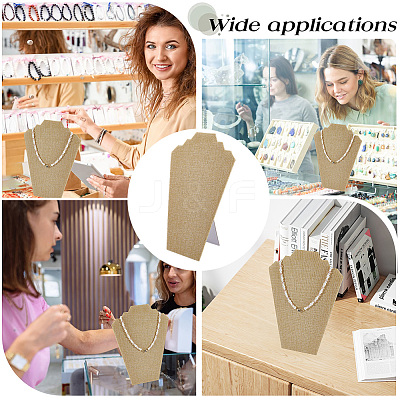 2-Slot Paperboard Covered with Linen Slant Back Bust Shaped Necklace Display Stands NDIS-WH20015-01A-1