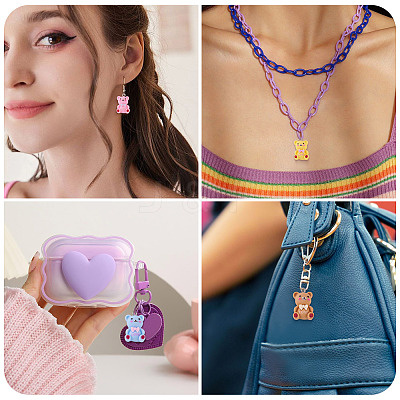 36Pcs 6 Colors Bear with Word Love Opaque Resin Pendants RESI-TA0005-59-1