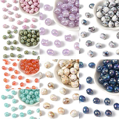 50Pcs UV Plating Opaque Acrylic Beads OACR-YW0003-10A-1
