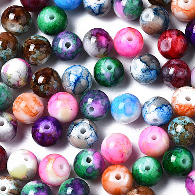 Baking Paint Opaque Solid Color Glass Beads DGLA-N033-07-1