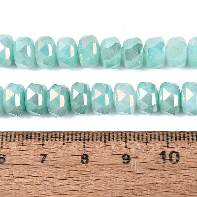 Electroplate Crackle Imitation Jade Glass Beads Strands EGLA-Q135-01A-C04-1