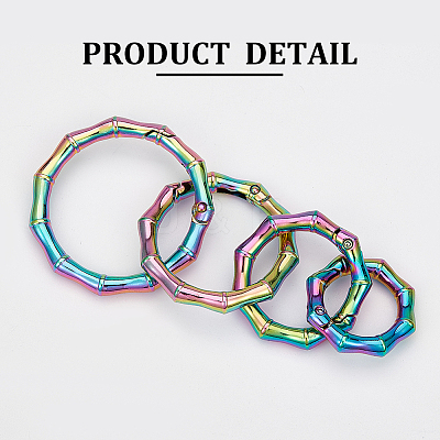 4Pcs 4 Styles Zinc Alloy Spring Gate Rings FIND-GF0004-17-1