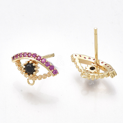 Brass Cubic Zirconia Stud Earring Findings X-KK-S350-350-1