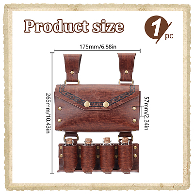 PU Imitation Leather Waist Belt Bag with 4 Cork Glass Bottles AJEW-WH0678-31B-1