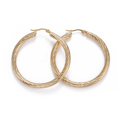 304 Stainless Steel Hoop Earrings EJEW-L232-034B-G-1