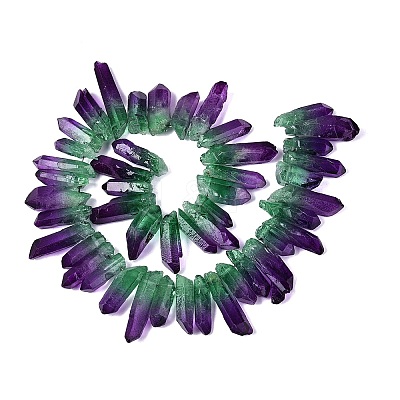 Two Tone Spray Painted Natural Quartz Crystal Points Beads Strands G-Q610-03F-1