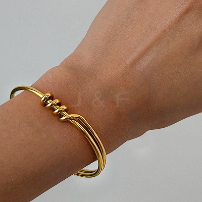 304 Stainless Steel Triple Knot Open Cuff Bangles for Women SA-CBAABBA-10G-1