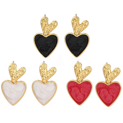 Rack Plating Heart Brass Stud Earrings for Women EJEW-C125-26G-1