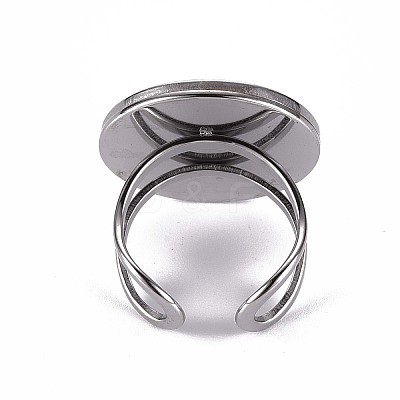 Tarnish Resistant 201 Stainless Steel Cuff Ring Findings STAS-S080-040F-P-1