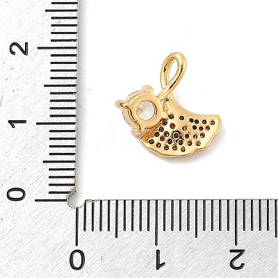 Brass Micro Pave Clear Cubic Zirconia Charms KK-B130-03G-04-1