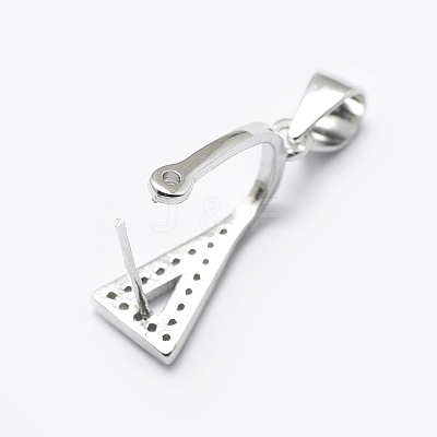 Anti-Tarnish Rhodium Plated 925 Sterling Silver Micro Pave Cubic Zirconia Pendant Bails STER-P034-47P-1