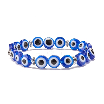 3Pcs 3 Style Synthetic Turquoise(Dyed) & Hematitie Round Beaded Stretch Bracelets Set BJEW-JB07620-1