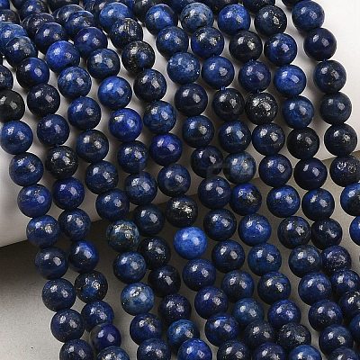 Dyed Natural Lapis Lazuli Round Beads Strands G-M169-6mm-05-1