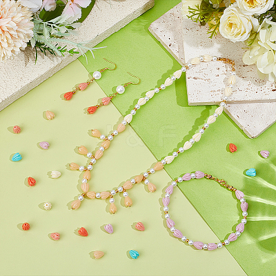 120Pcs 6 Colors Dyed Synthetic Coral Beads CORA-PH0001-01-1