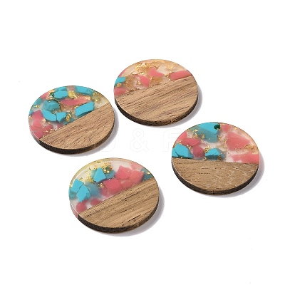 Transparent Resin & Walnut Wood Pendants RESI-N025-045D-1