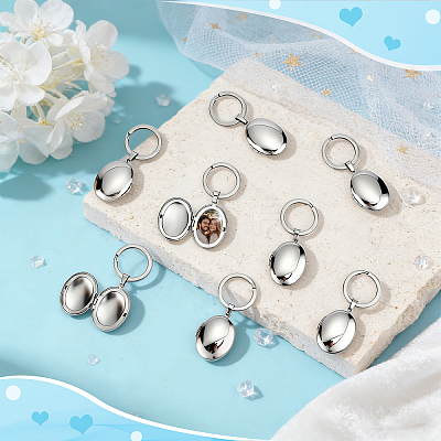 Stainless Steel Photo Locket Keychains KEYC-WH0056-007P-1