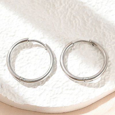 Tarnish Resistant 202 Stainless Steel Huggie Hoop Earrings EJEW-F111A-20mm-P-1