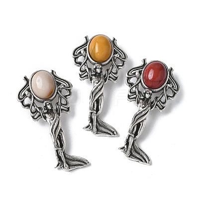 Angel Brass Natural Mookaite Pendants KK-D361-02AS-12-1