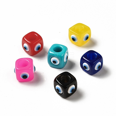 Resin Evil Eye European Beads RESI-A021-M-1