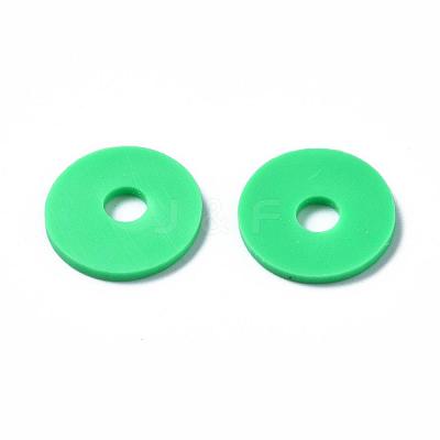 Flat Round Handmade Polymer Clay Beads CLAY-R067-12mm-06-1