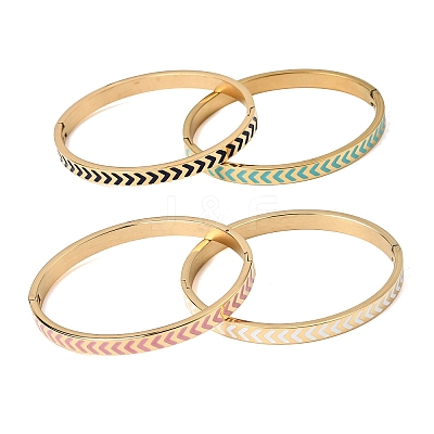 304 Stainless Steel Enamel Hinged Bangles BJEW-D408-35G-1