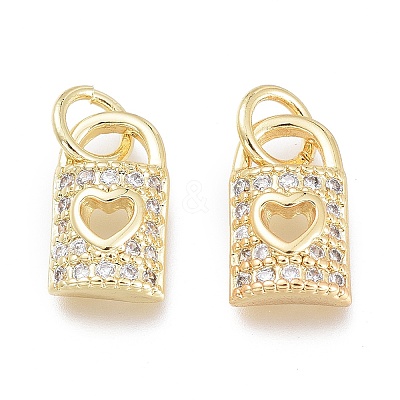 Brass Micro Pave Clear Cubic Zirconia Charms X-ZIRC-Q024-01G-1