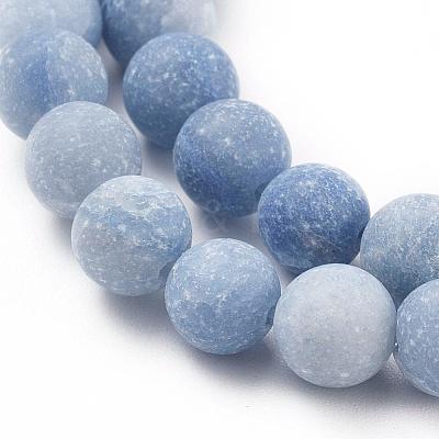 Dyed & Heated Natural Blue Aventurine Round Bead Strands G-M248-6mm-01B-1