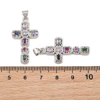 Brass Micro Pave Cubic Zirconia Pendants CU-CBADC6C-12P-03-1
