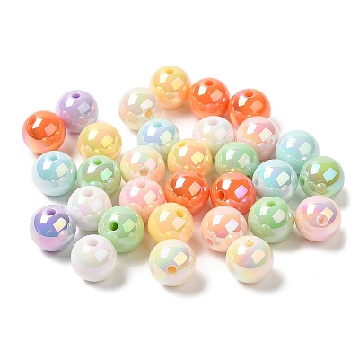UV Plating Rainbow Iridescent Acrylic Beads PACR-K003-04-1