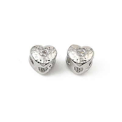 Brass Clear Cubic Zirconia Beads KK-D106-02P-1