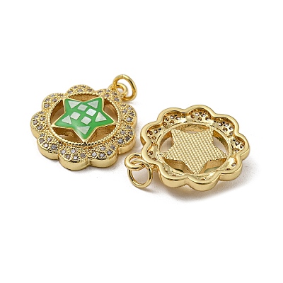 Brass Micro Pave Cubic Zirconia Pendants KK-H457-02G-02-1