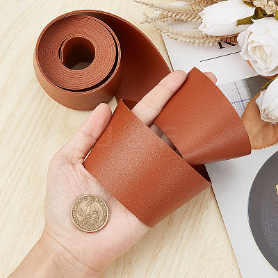 2M Flat Double Face Lychee Pattern Imitation Leather Band LC-WH0010-01C-04-1