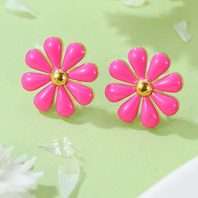 304 Stainless Steel Enamel Stud Earrings EJEW-S226-03G-01-1