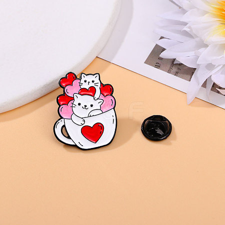 Valentine's Day Love Heart Cat Alloy Enamel Pins PW-WG31212-04-1