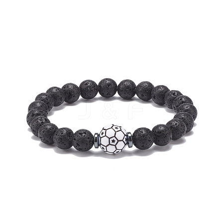 Natural Lava Rock & Synthetic Hematite & Acrylic Beaded Stretch Bracelet BJEW-JB08553-04-1